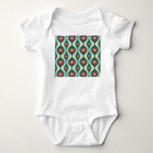 Mid-Century Modern: Orange Flowers Abstract Baby Bodysuit