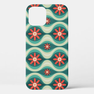 Mid-Century Modern: Orange Flowers Abstract iPhone 12 Case