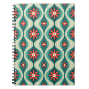 Mid-Century Modern: Orange Flowers Abstract Notebook