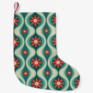 Mid-Century Modern: Orange Flowers Abstract Small Christmas Stocking
