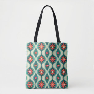 Mid-Century Modern: Orange Flowers Abstract Tote Bag
