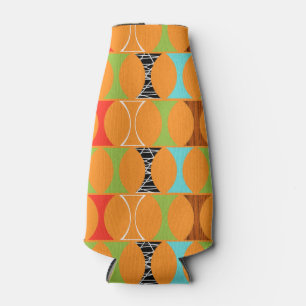 Mid Century Modern Orange Pattern Bottle Cooler