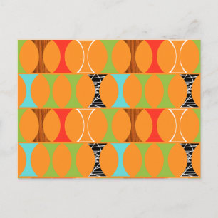 Mid Century Modern Orange Pattern Postcard