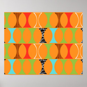 Mid Century Modern Orange Pattern Poster