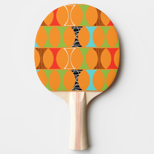 Mid Century Modern Orange Ping Pong Paddle (Front)