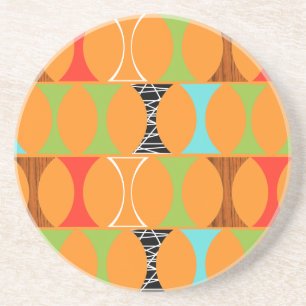 Mid Century Modern Orange Sandstone Drink Coaster