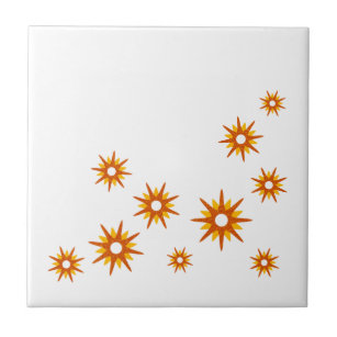 Mid-Century Modern Orange Starburst Design Tile