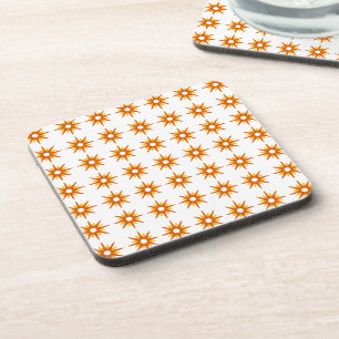 Mid-Century Modern Orange Starburst Pattern Coaster