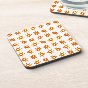 Mid-Century Modern Orange Starburst Pattern Coaster