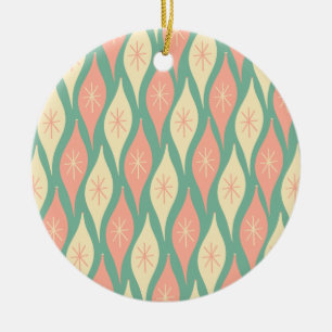 Mid Century Modern Ornaments Pattern Teal & Blush