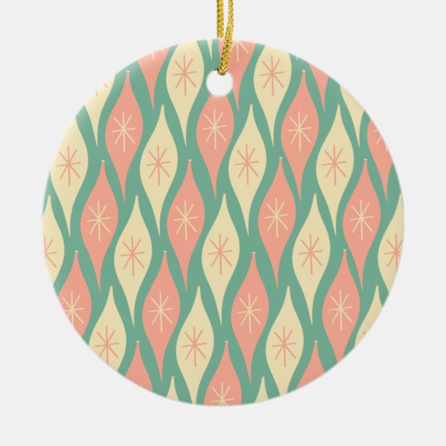 Mid Century Modern Ornaments Pattern Teal & Blush (Front)