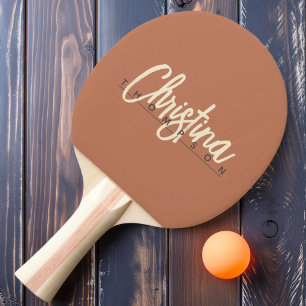 Mid-Century Modern Pale Rose Painted Name Ping Pong Paddle