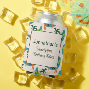 Mid Century Modern Palm Oasis Can Cooler