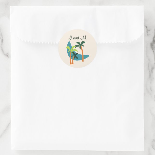 Mid Century Modern Palm Oasis Classic Round Sticker (Bag)
