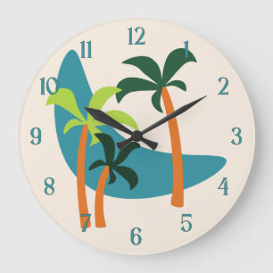 Mid Century Modern Palm Oasis Large Clock