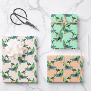 Mid Century Modern Palm Oasis Wrapping Paper Sheet