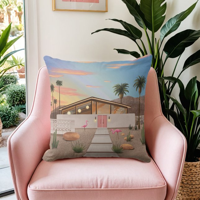 Mid Century Modern Palm Springs Flamingo House | Cushion (Creator Uploaded)