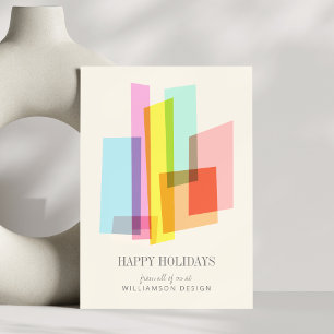Mid-Century Modern Pastel Geometric Business Holiday Card