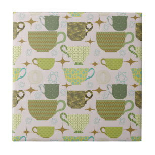 Mid Century Modern Pastel Teacup Tile