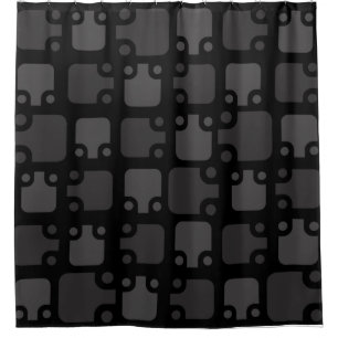 Mid Century Modern Pattern Black Shower Curtain