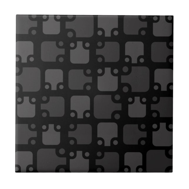 Mid Century Modern Pattern Black Tile (Front)