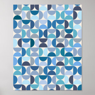 Mid Century Modern Pattern Blue Poster