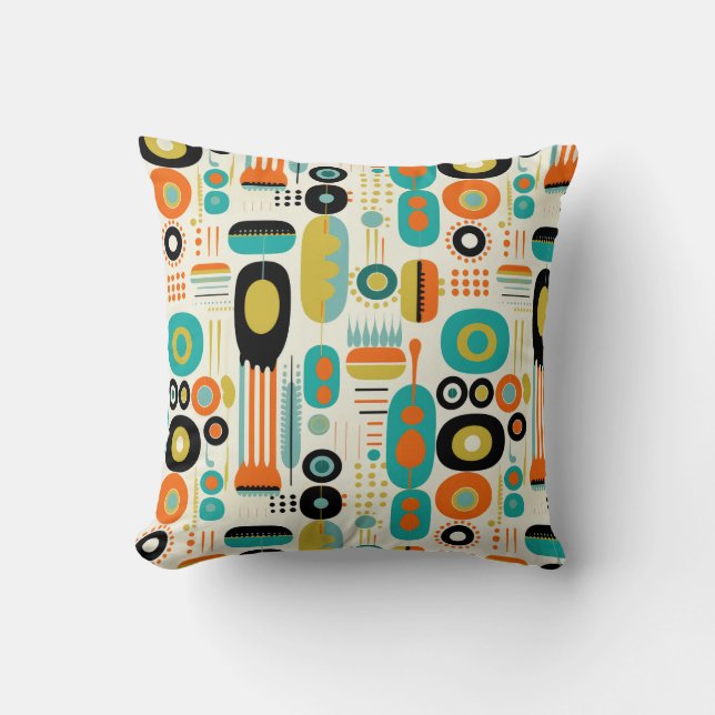 Mid Century Modern Pattern Colorful RETRO  Cushion (Front)