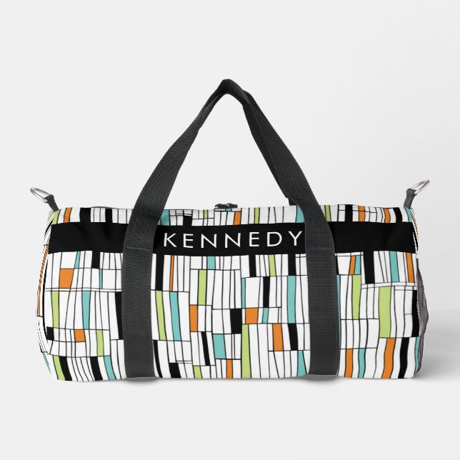 Mid Century Modern Pattern Duffle Bag (Front)