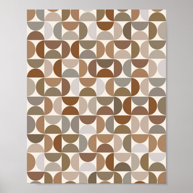 Mid Century Modern Pattern Earth Tones Terracotta Poster (Front)