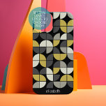 Mid Century Modern Pattern - Grey Gold Black Name Samsung Galaxy Case<br><div class="desc">A funky MCM pattern in black,  gold and grey - If your art still needs to be adjusted,  click on the Customise This button. This will take you to a design area where you can move things around and even change fonts!</div>