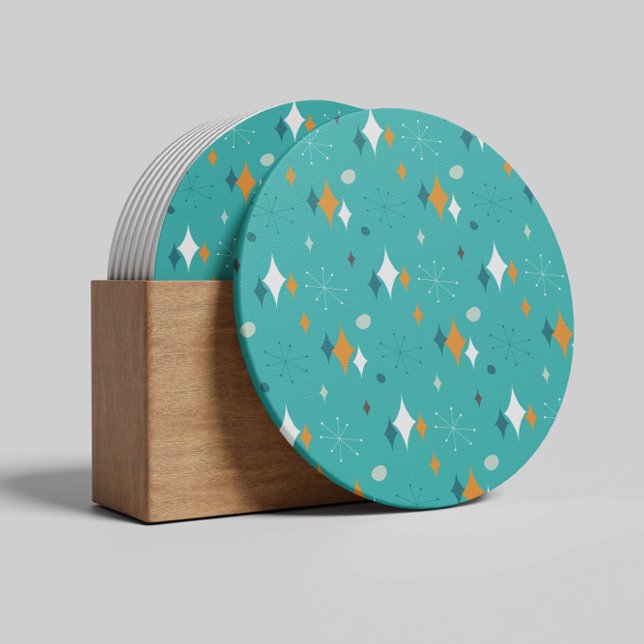 Mid Century Modern Pattern in Teal  Coaster (Creator Uploaded)