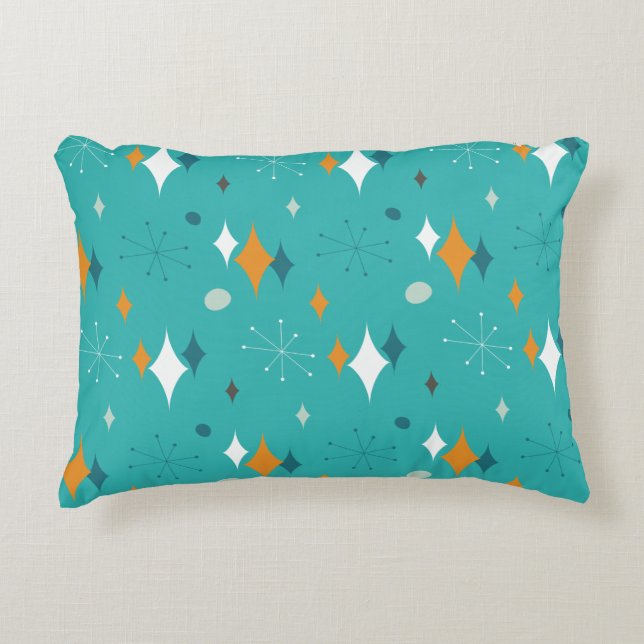 Mid Century Modern Pattern in Teal Decorative Cushion (Front)