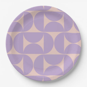 Mid Century Modern Pattern Lavender Paper Plate