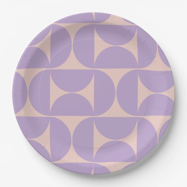 Mid Century Modern Pattern Lavender Paper Plate (Front)