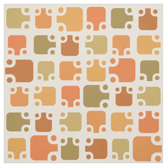 Mid Century Modern Pattern Ochre Fabric (Swatch)