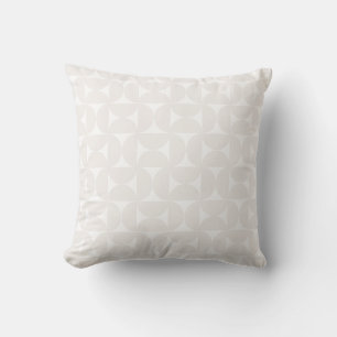 Mid Century Modern Pattern Pale Beige And White Cushion