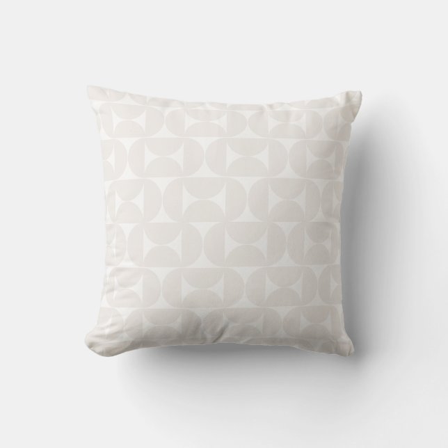 Mid Century Modern Pattern Pale Beige And White Cushion (Front)