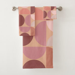 Mid Century Modern Pattern Peach Fuzz Bath Towel Set