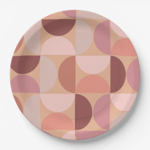 Mid Century Modern Pattern Peach Fuzz Paper Plate