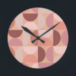 Mid Century Modern Pattern Peach Fuzz Round Clock<br><div class="desc">Mid century modern pattern – abstract geometric shapes – minimalist pattern in peach fuzz – neutral earth tones.</div>