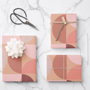 Mid Century Modern Pattern Peach Fuzz Wrapping Paper Sheet