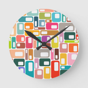 Mid-Century Modern Pattern Round Clock