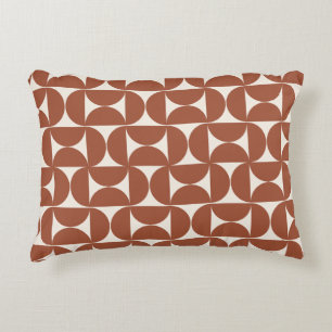 Mid Century Modern Pattern Rust Terracotta Decorative Cushion