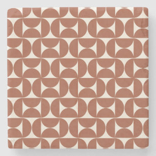 Mid Century Modern Pattern Rust Terracotta Stone Coaster