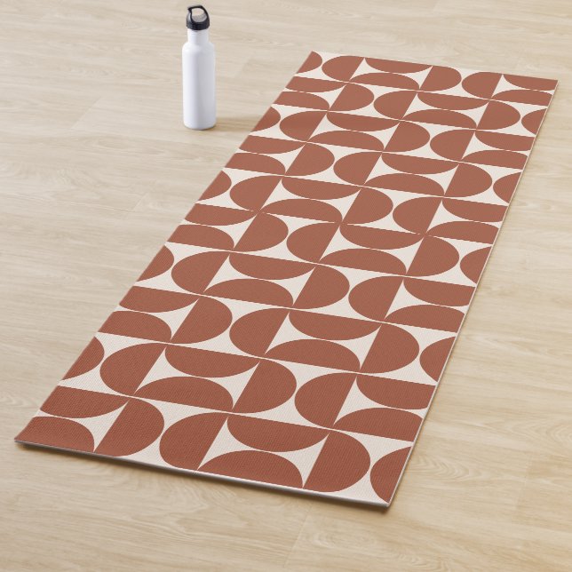 Mid Century Modern Pattern Rust Terracotta Yoga Mat (In Situ)