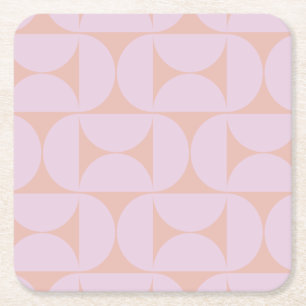 Mid Century Modern Pattern Soft Pastel Lilac Square Paper Coaster