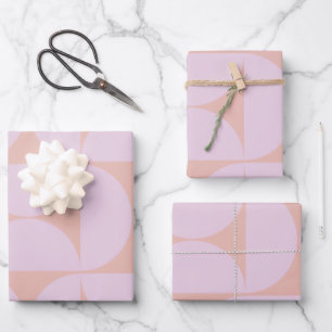 Mid Century Modern Pattern Soft Pastel Lilac Wrapping Paper Sheet