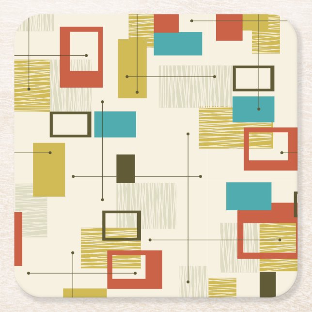 MID CENTURY MODERN Pattern Square Paper Coaster (Front)