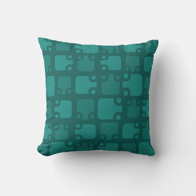 Mid Century Modern Pattern Teal Cushion (Front)