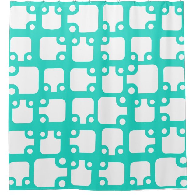 Mid Century Modern Pattern Turquoise 2 Shower Curtain (Front)